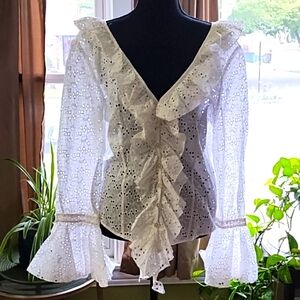 White Eyelet Dressy Blouse